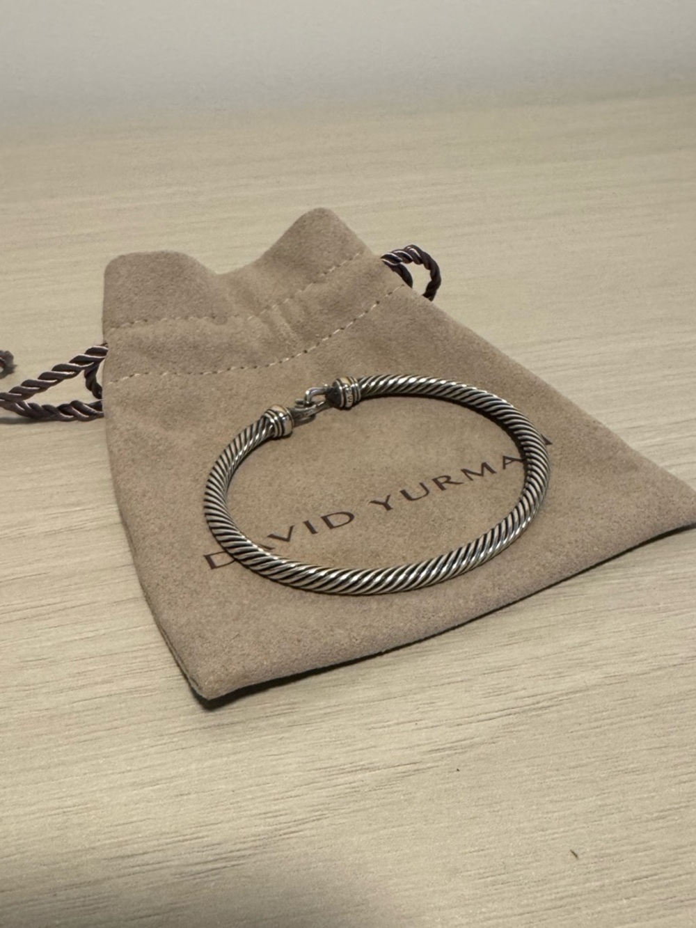 Authentic David Yurman Cable Flex Buckle Bracelet Sterling Silver 14K Gold